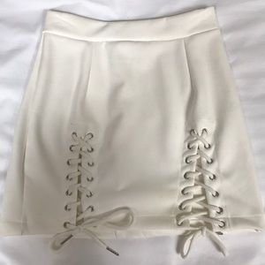 Suede off-white lace up skirt size small